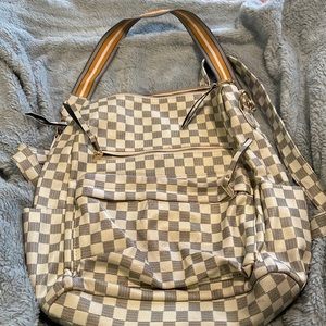 BackPack Purse with Strap, Checkered, Like New